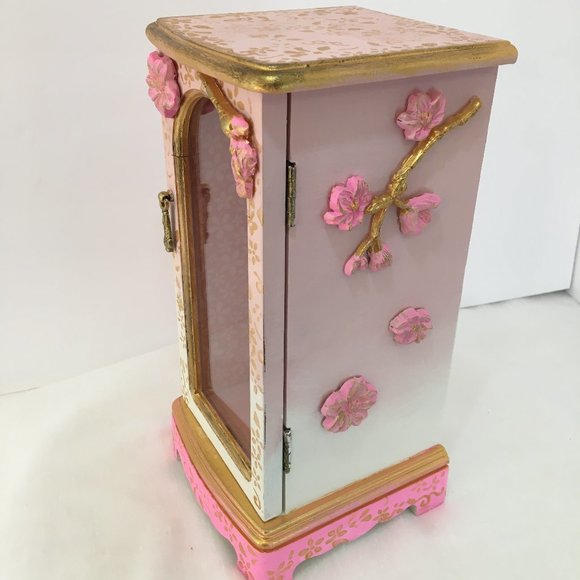 Vintage Wood Jewelry Box Refinished Upcycled Pink - Picture 8 of 14